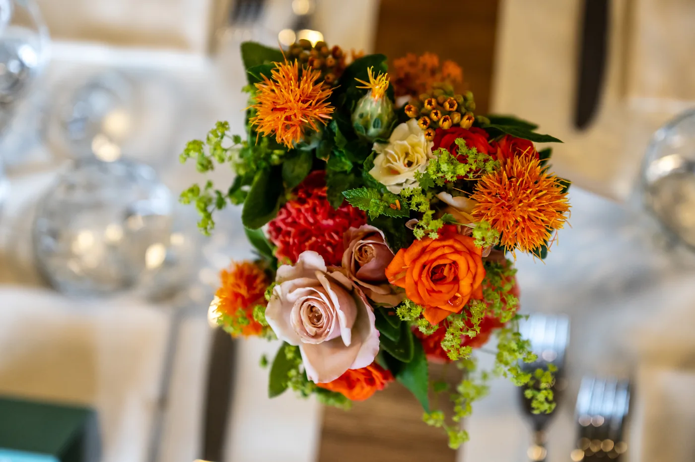 Dettaglio fiori e allestimento, matrimonio Chesal Bardonecchia