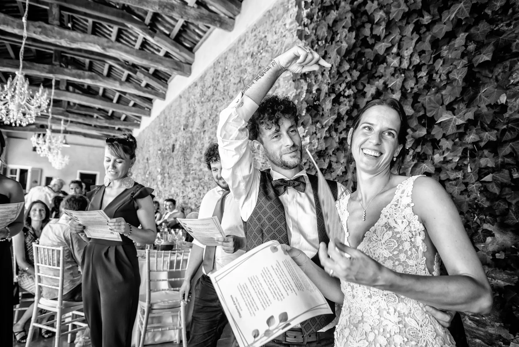 Ospiti durante la giornata, Tenuta La Michelina, Pinerolo, fotografia in bianco e nero