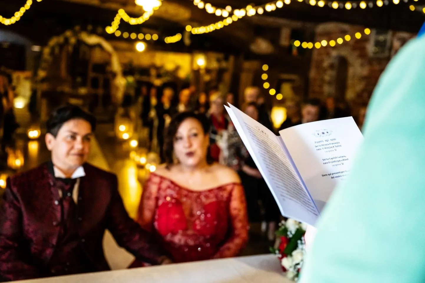 Momento della cerimonia di matrimonio a La Vià di Cavour