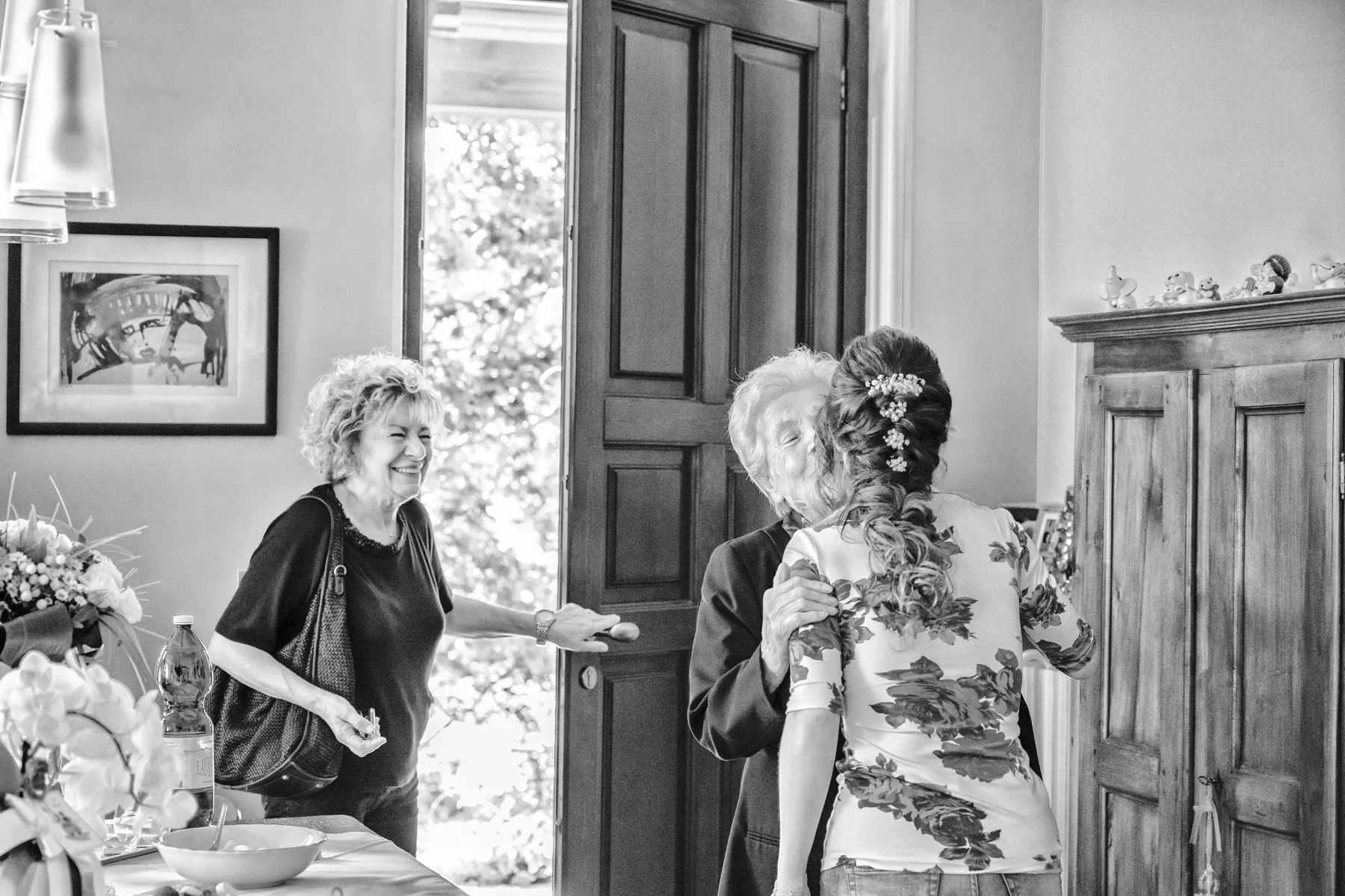 Preparativi del matrimonio, Palazzo La Marmora, Biella, fotografia in bianco e nero