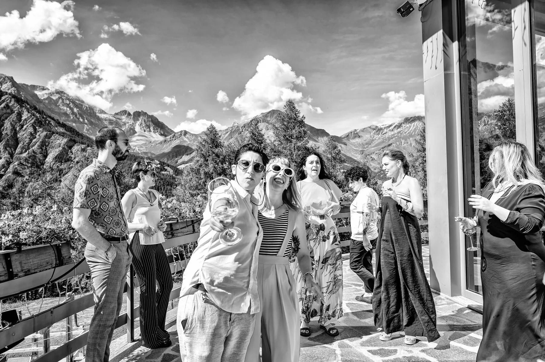 Ospiti durante la giornata, reportage in bianco e nero, Bardonecchia