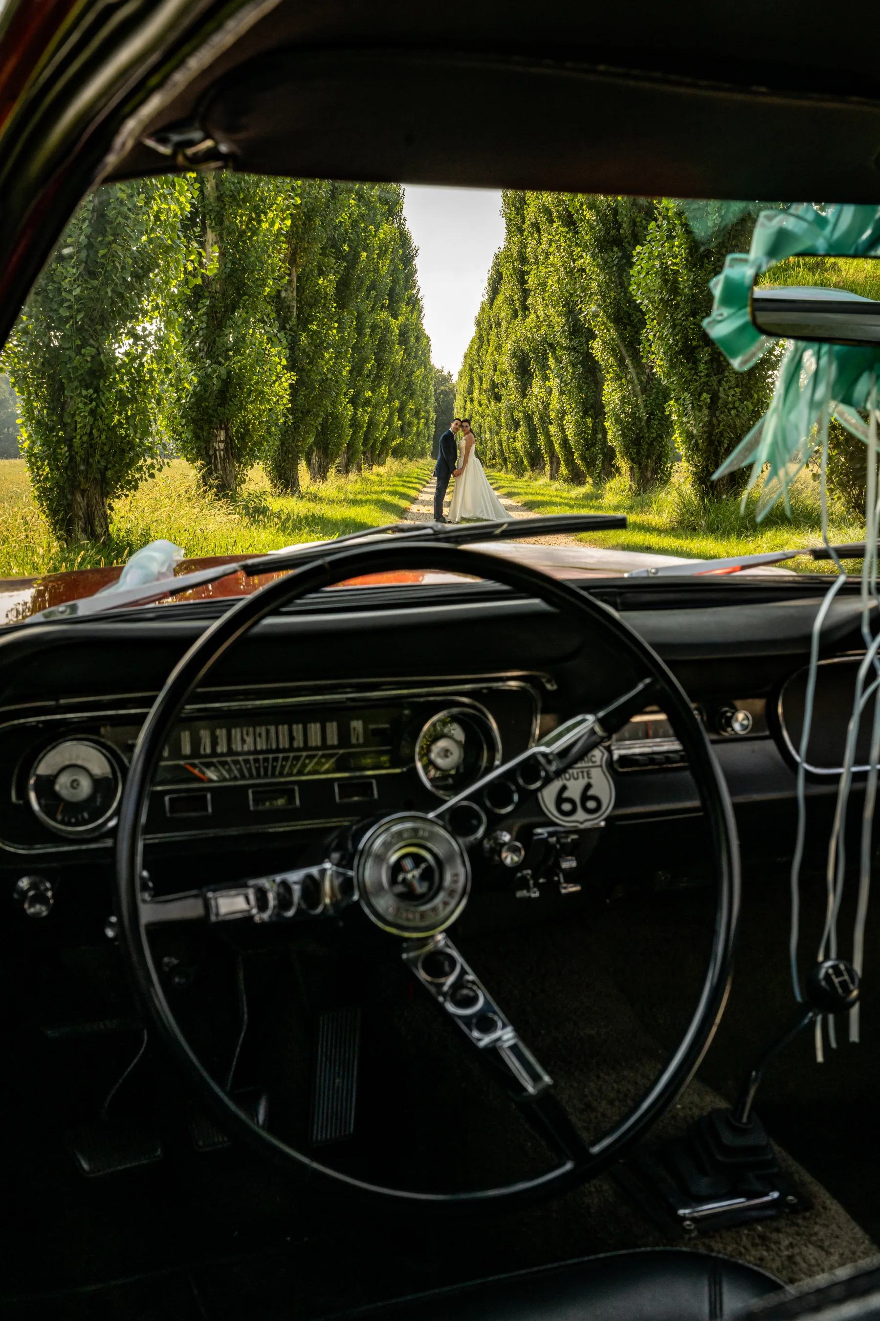 Interni dell auto d epoca, dettaglio del matrimonio, Torino