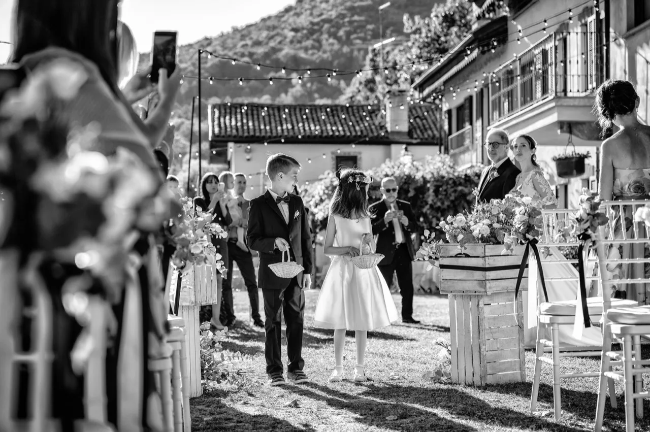 Matrimonio Tenuta Suffolk Pinerolo — cerimonia (bianco e nero)