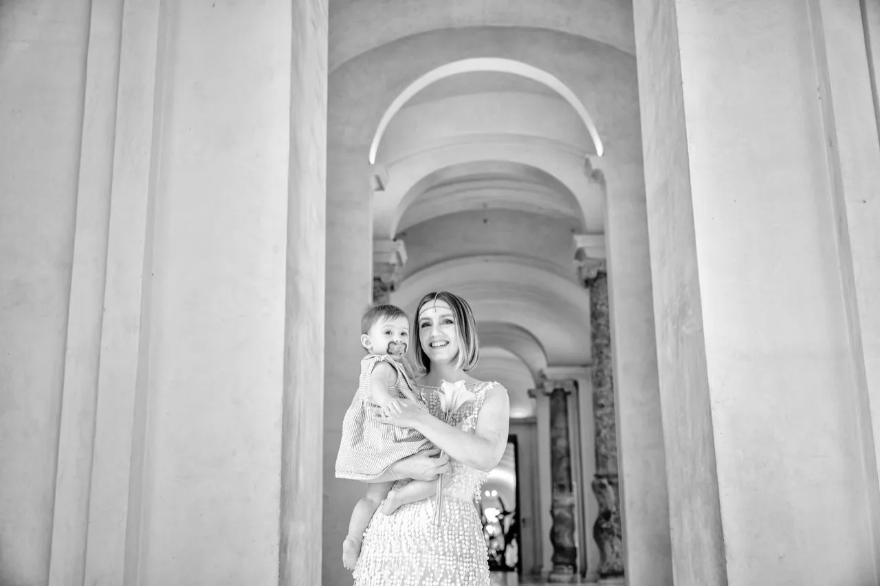Matrimonio Reggia di Venaria — ritratto coppia (bianco e nero)